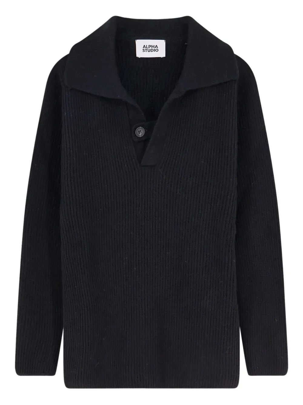 ALPHA STUDIO playera tipo polo de canalé con botones | negro | Image 1