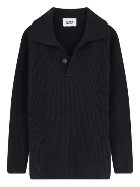 ALPHA STUDIO ribbed one-button polo shirt