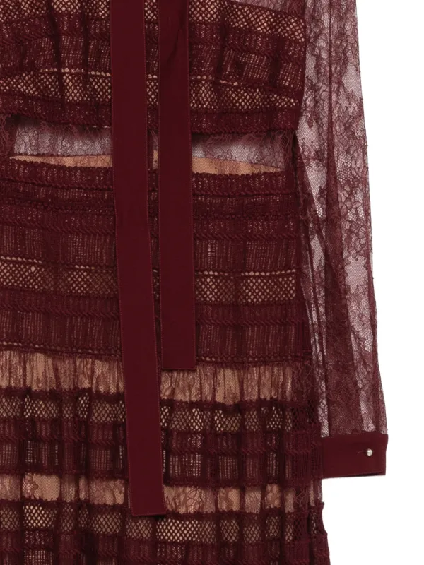 elie saab red lace dress Burgundy red is the it-color this season, and this Elie Saab dress from  2005 shows it in the most lavish light possible! The dress has sort of a  slip dress feel, it