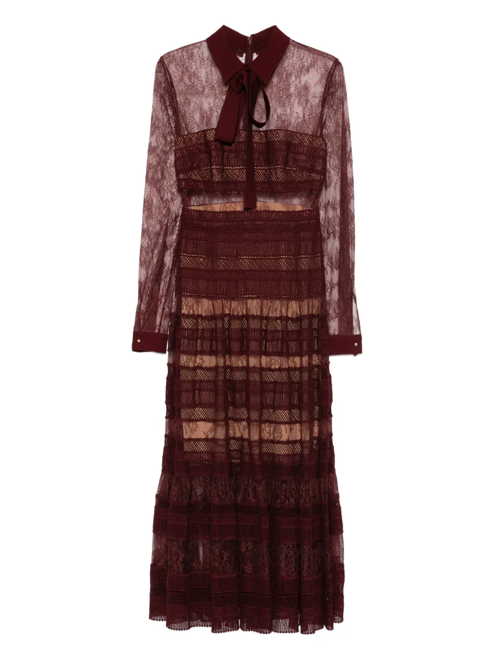 Elie Saab Abito midi con colletto in pizzo - Rosso