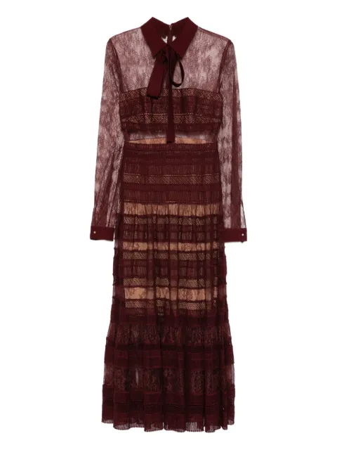 Elie Saab lace shirt-collar midi dress
