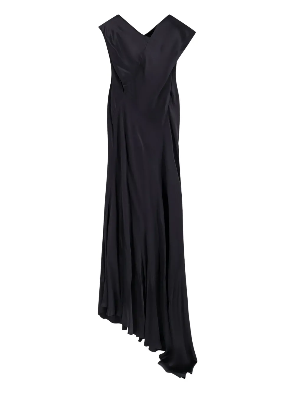 Alberta Ferretti asymmetric-neck maxi dress - Zwart