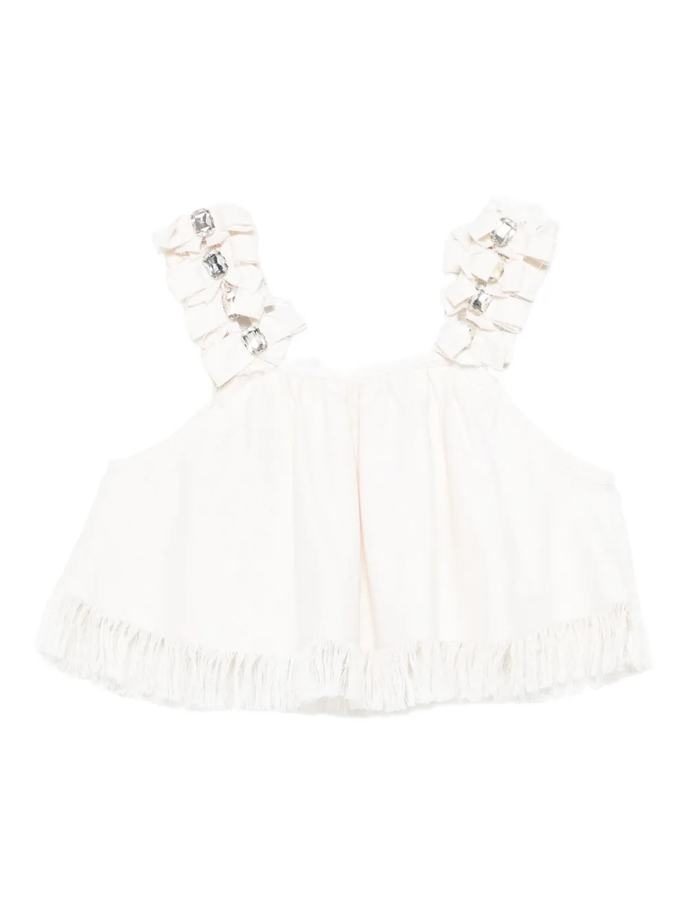 Loulou Studio Bow-embellished Fringe Top In White