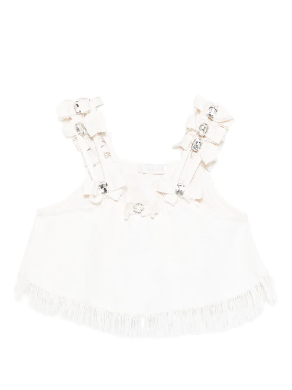 Loulou Studio Bow-embellished Fringe Top In White