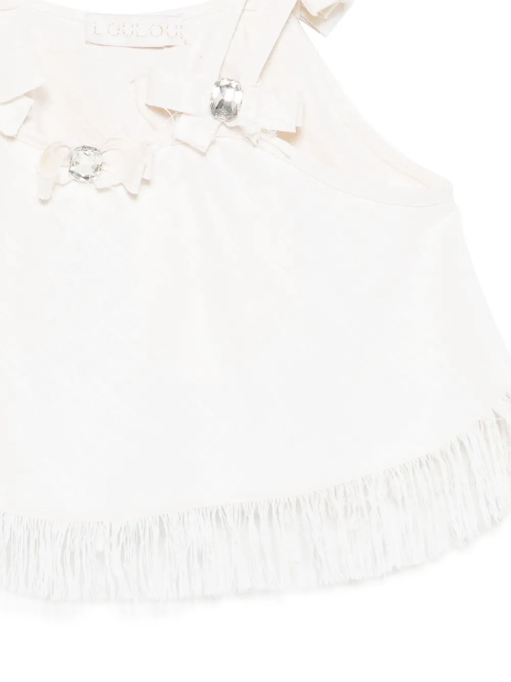 Loulou Studio Bow-embellished Fringe Top In White
