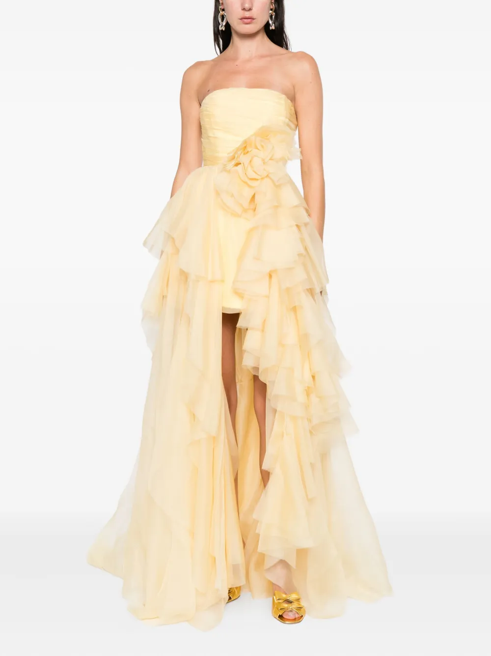 Loulou Maxi-jurk verfraaid met bloemen - Geel