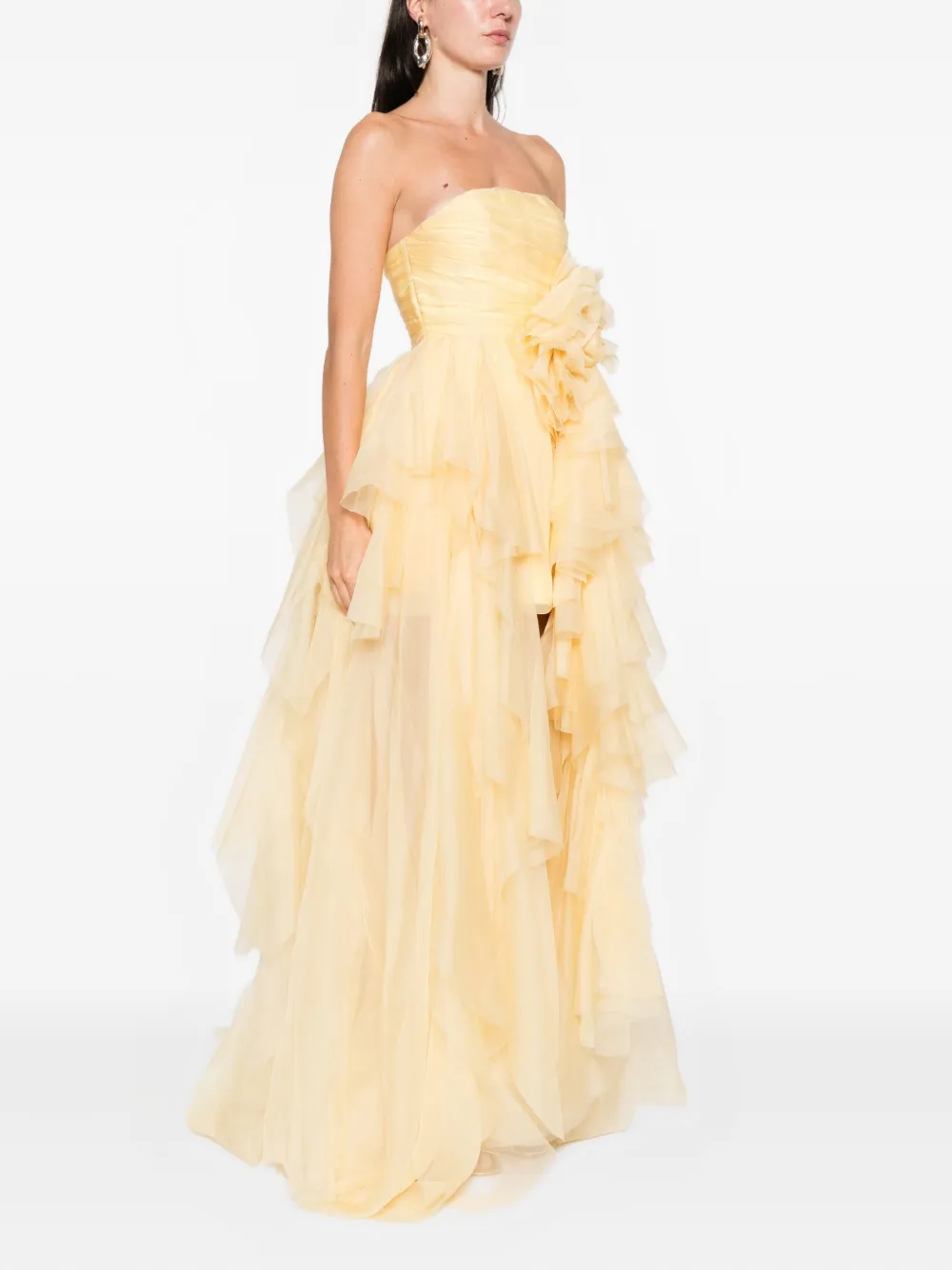 Loulou Studio Flower-embellishment Maxi Dress In Yellow