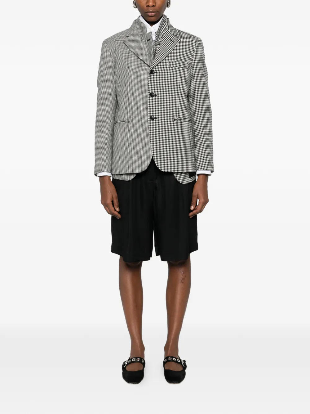  Comme Des Garçons Checked Blazer - White 