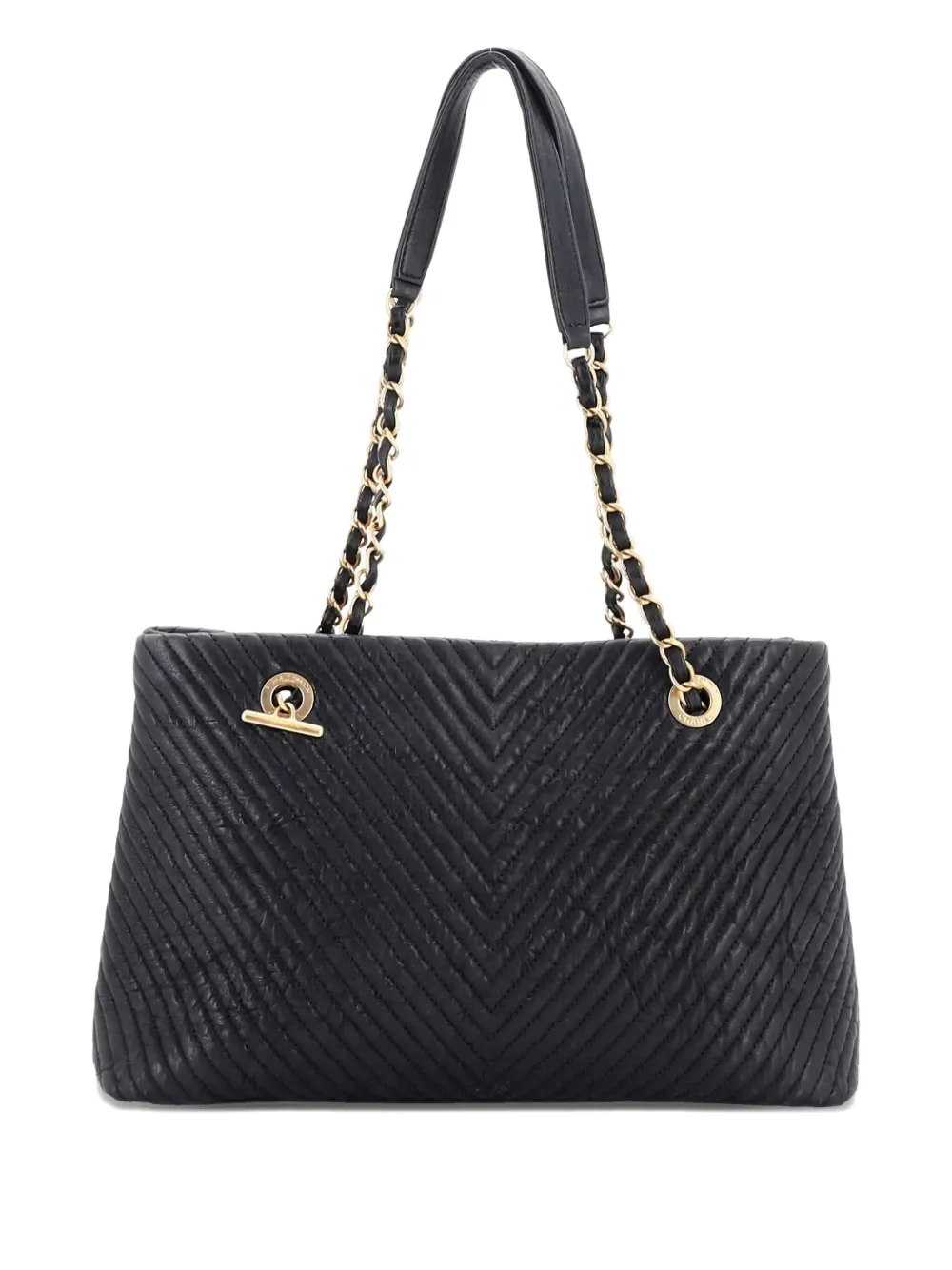 CHANEL Pre-Owned Medallion Charm Chevron Wrinkled Lambskin Medium tote CHANEL Pre-Owned Medallion Charm Chevron Wrinkled Lambskin Medium tote