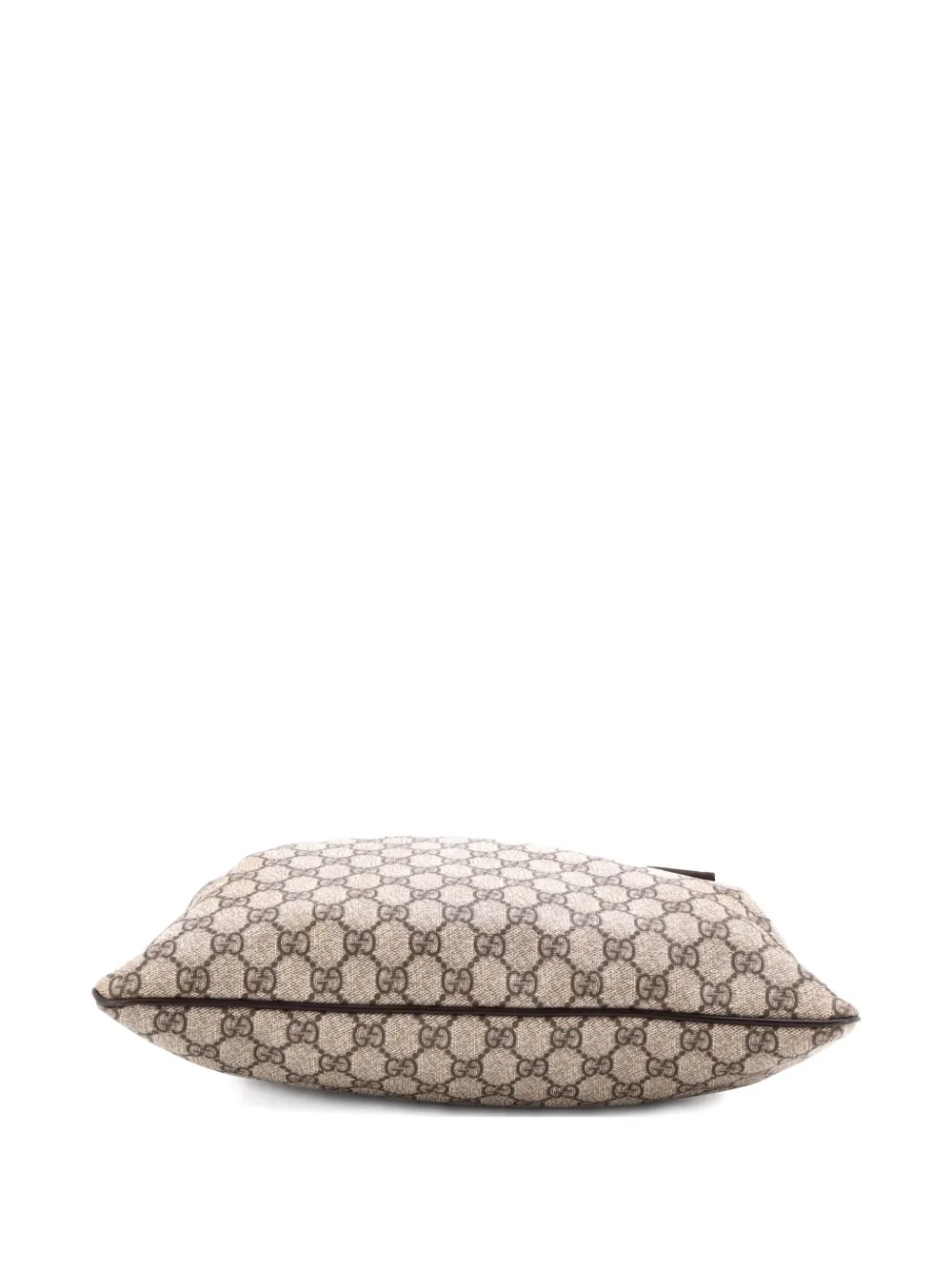 Pre-owned Gucci Zip Top Messenger Bag Gg Coated Canvas Large Crossbody Bag In Neutral