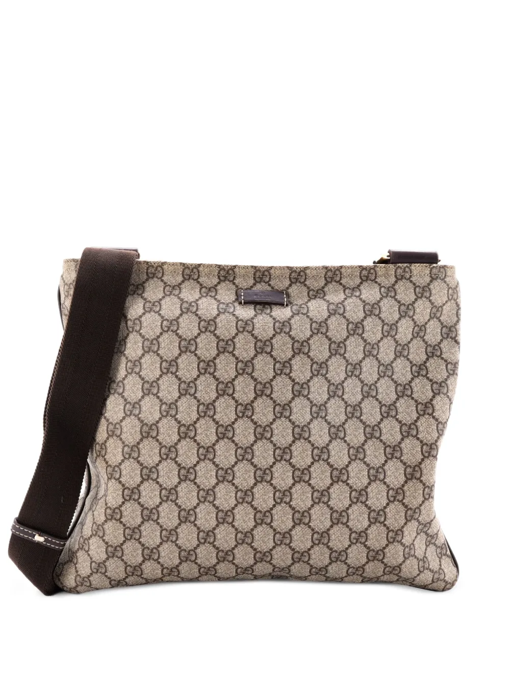 Gucci Pre-Owned Zip Top Messenger Bag GG Coated Canvas Large crossbody Gucci Pre-Owned Zip Top Messenger Bag GG Coated Canvas Large crossbody