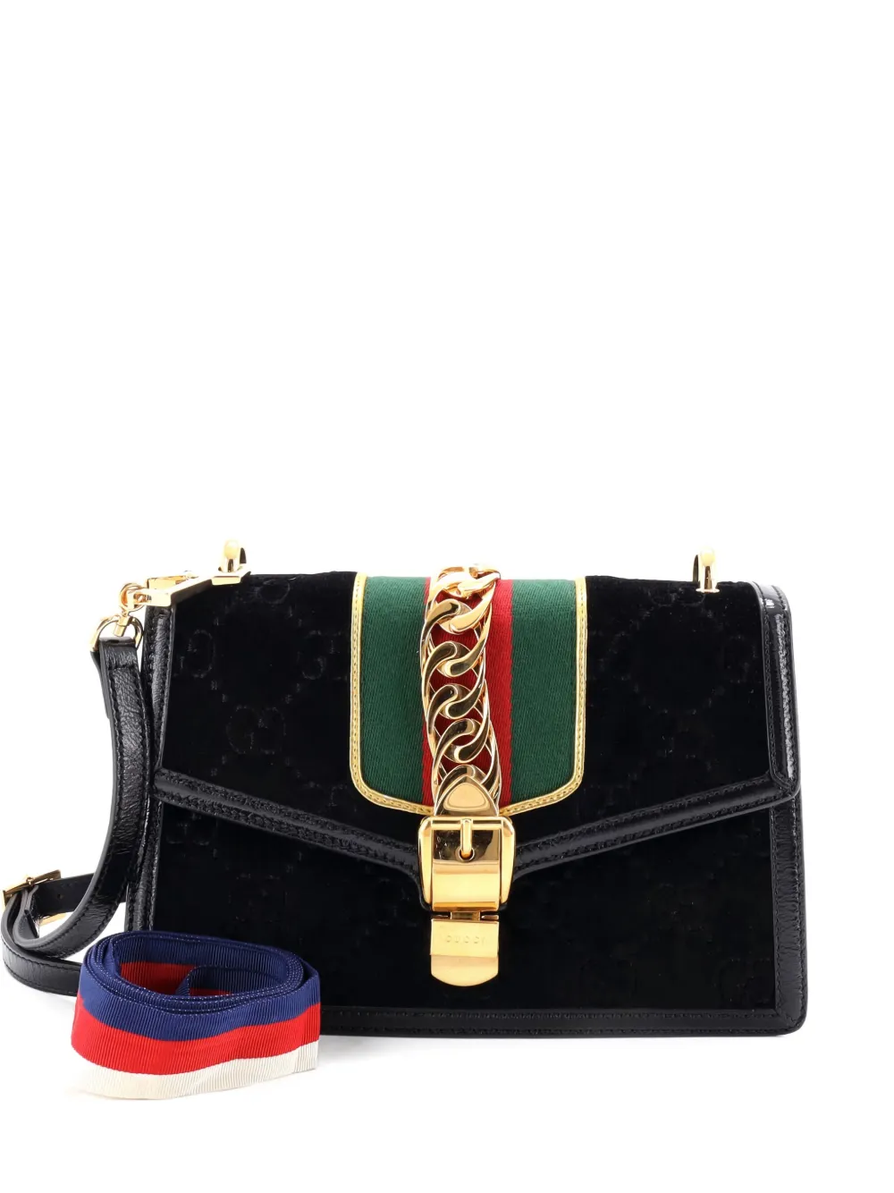 Gucci Pre-Owned Sylvie Shoulder Bag GG Velvet Small crossbody bag - Gucci Pre-Owned Sylvie Shoulder Bag GG Velvet Small crossbody bag -