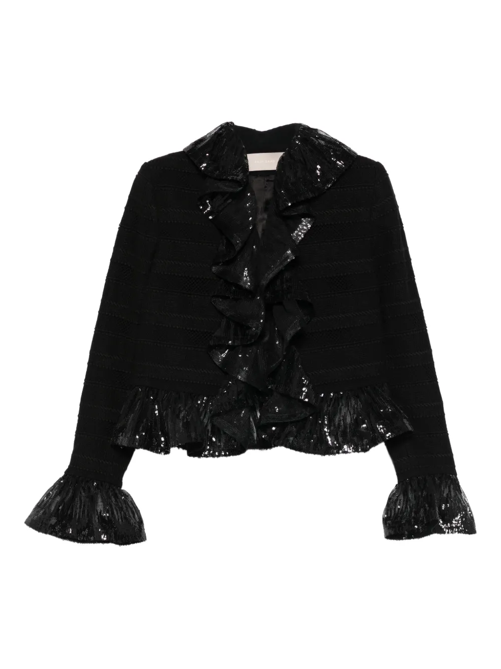 Elie Saab sequin ruffled jacket | Black | Image 1