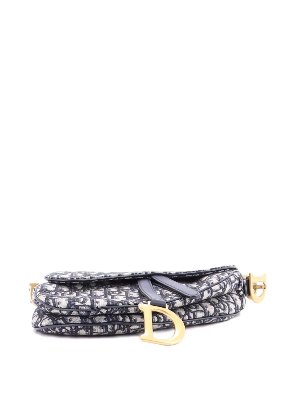 Pre-owned Dior Saddle Handbag Oblique Canvas Medium Shoulder Bag In Blue