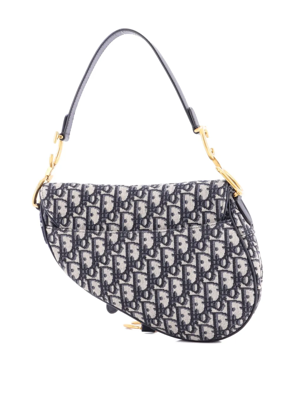 Pre-owned Dior Saddle Handbag Oblique Canvas Medium Shoulder Bag In Blue