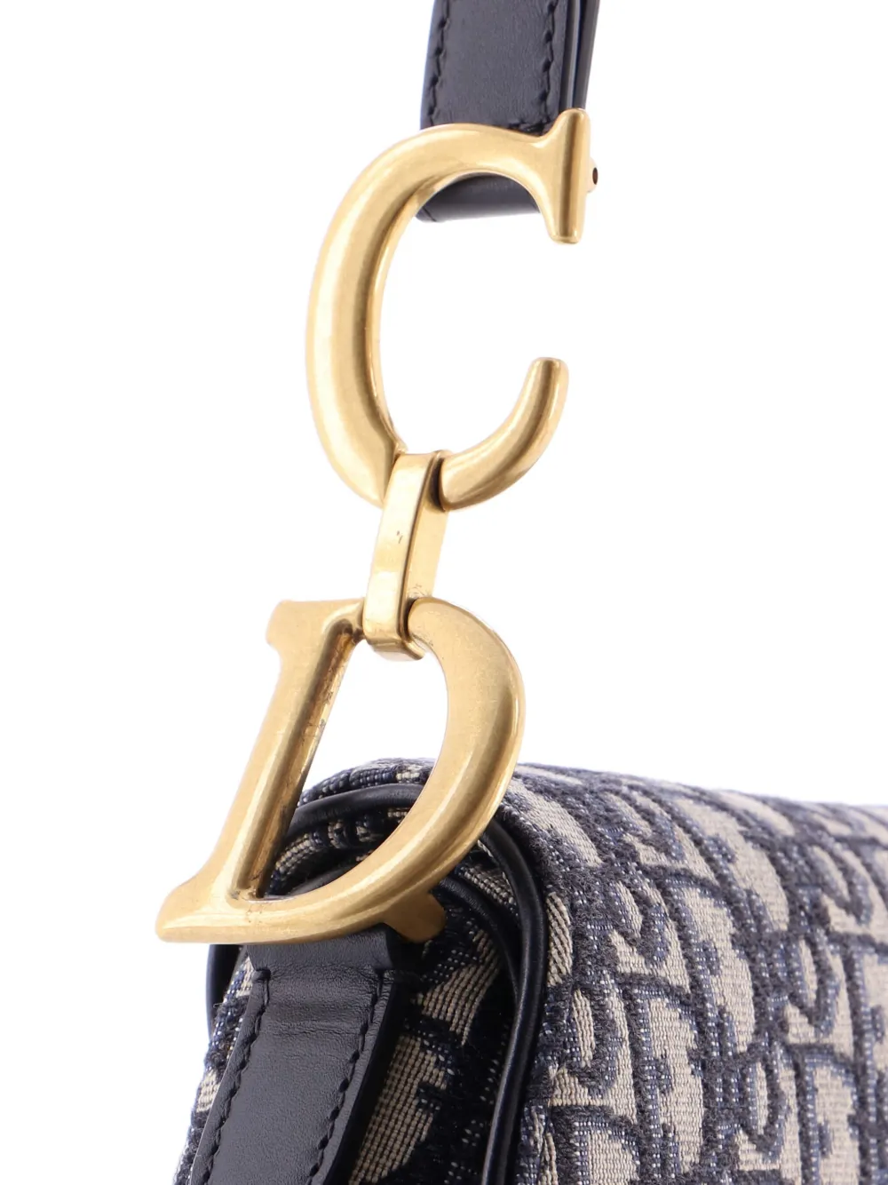 Pre-owned Dior Saddle Handbag Oblique Canvas Medium Shoulder Bag In Blue