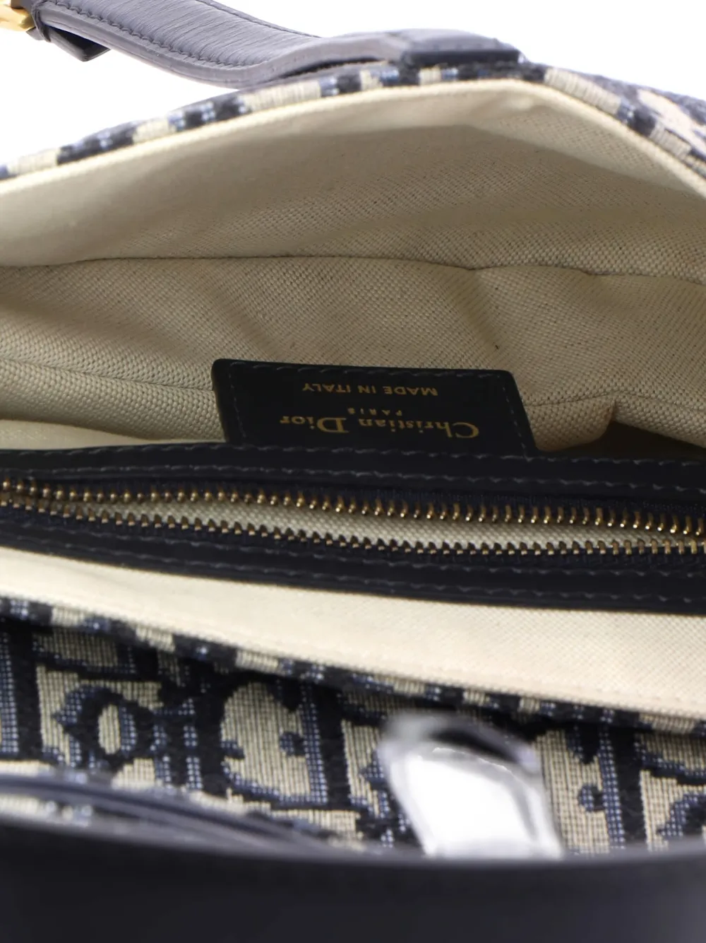 Pre-owned Dior Saddle Handbag Oblique Canvas Medium Shoulder Bag In Blue