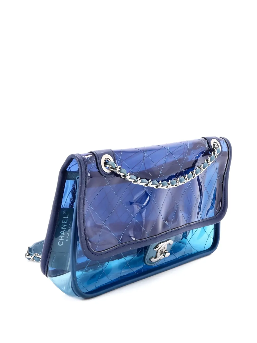 CHANEL Pre-owned Coco Splash Flap Bag Quilted Pvc With Lambskin Medium Shoulder Bag In Blue