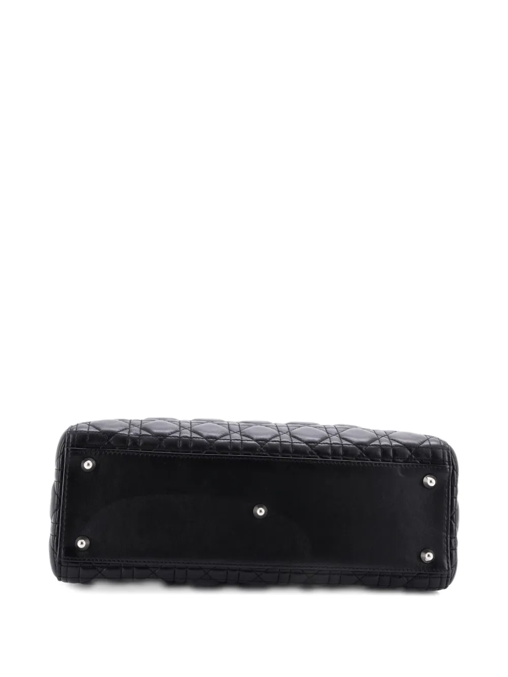 Pre-owned Dior Lady  Bag Cannage Quilt Lambskin Large Tote Bag In Black