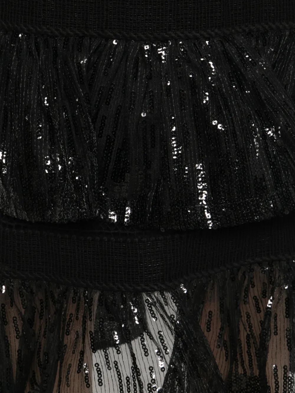 Elie Saab Sequin Ruffled Midi Skirt In Black