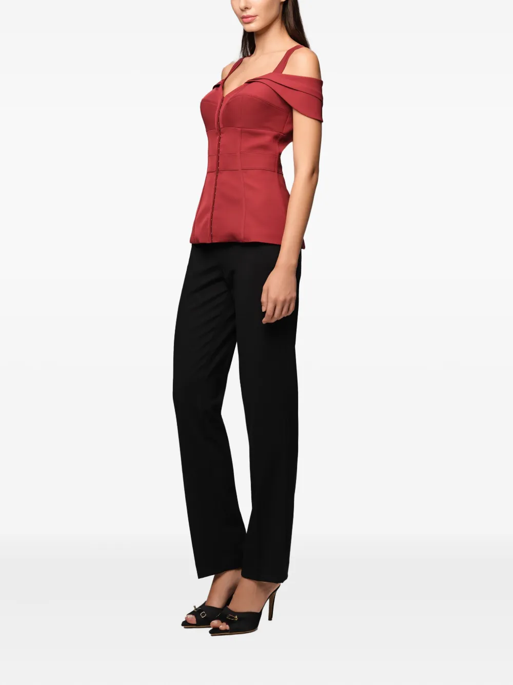 Murmur Candy Off-shoulder Corset Top In Red