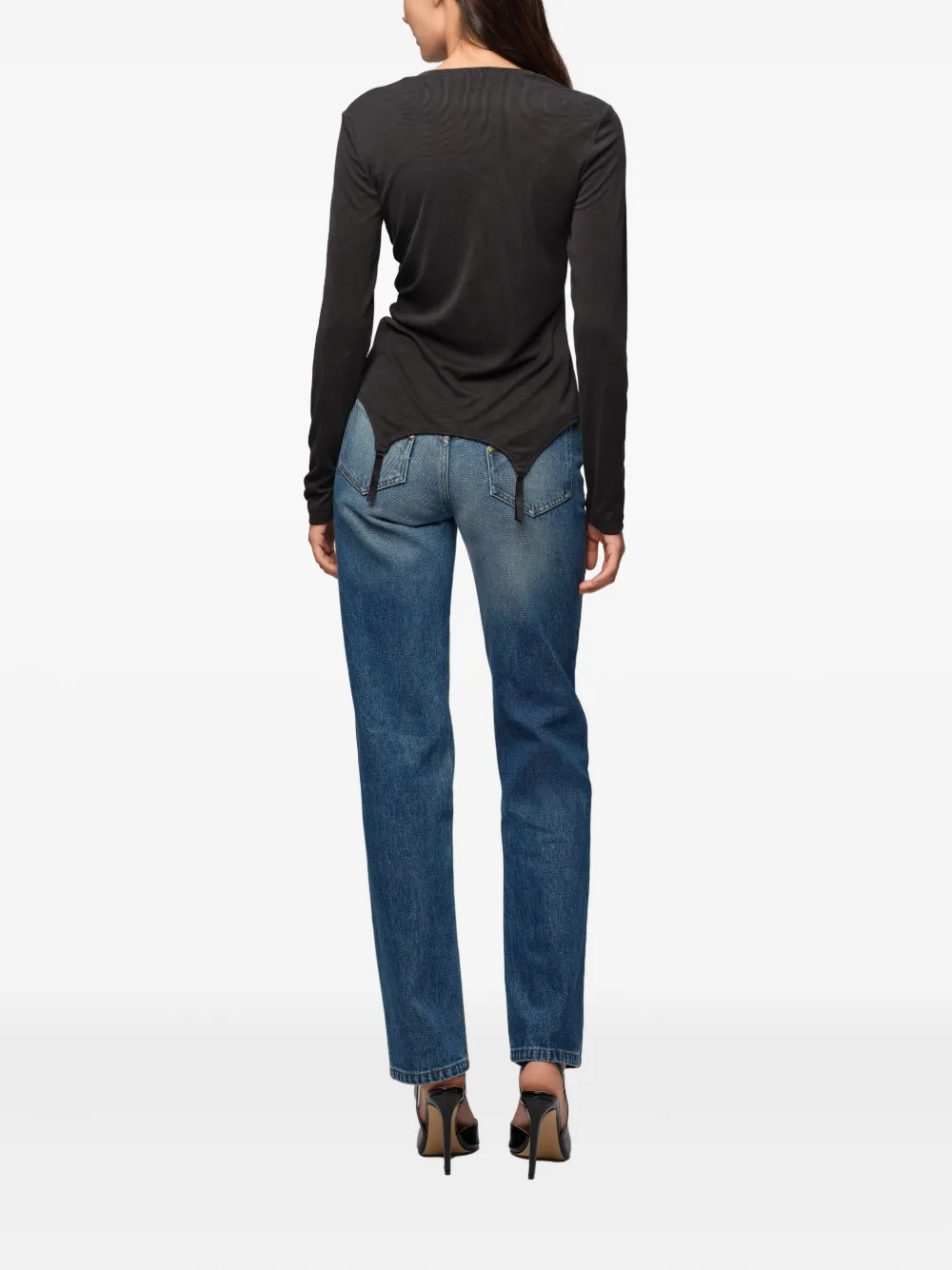 Murmur Garter Straps Top In Black