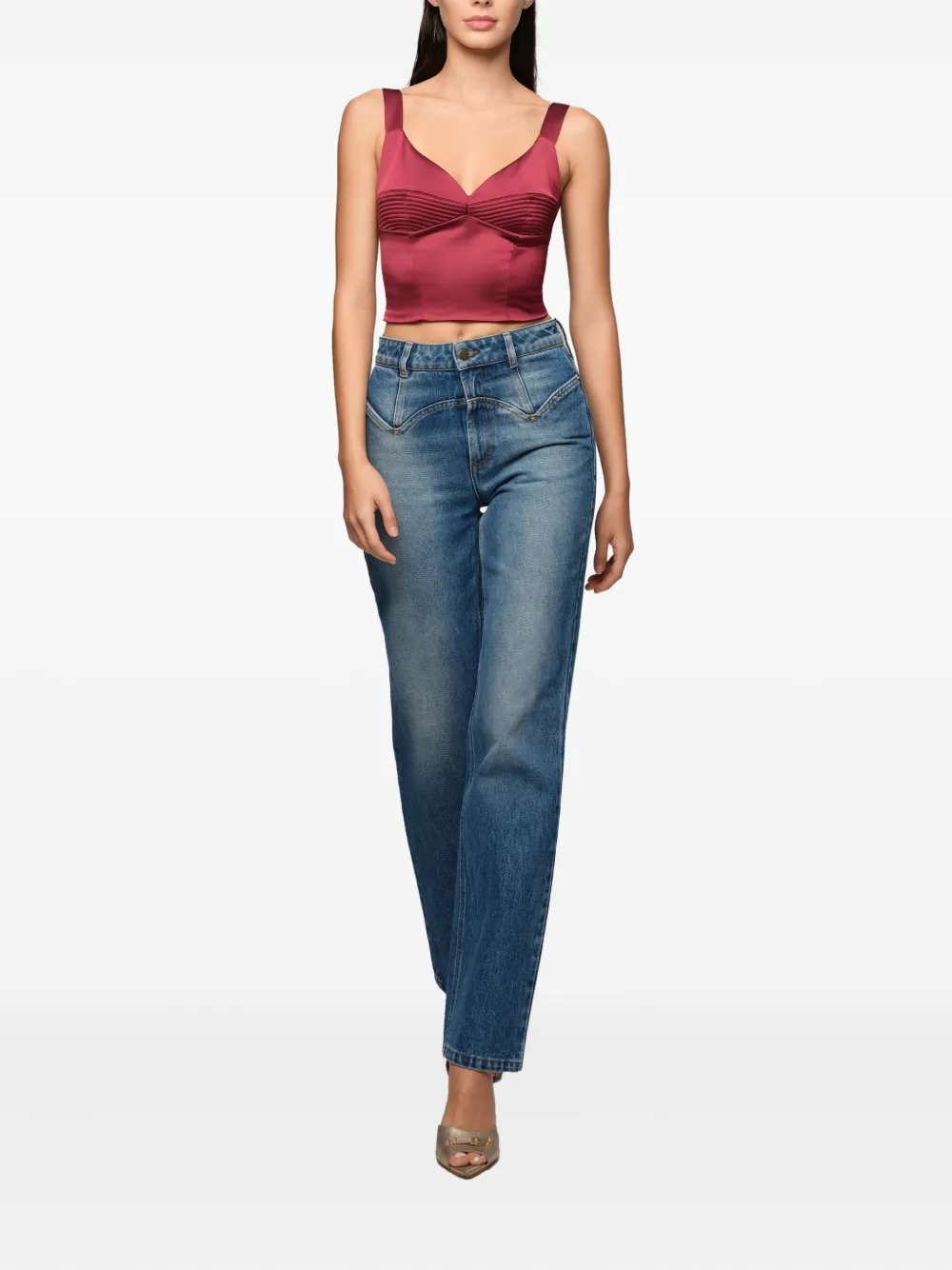 Murmur Haze Ruched Strap Top In Brown