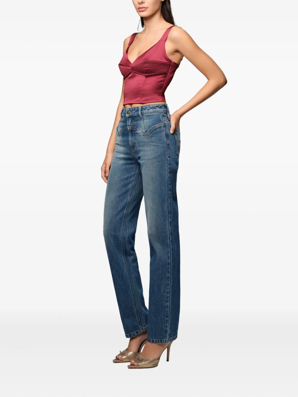 Murmur Haze Ruched Strap Top In Brown