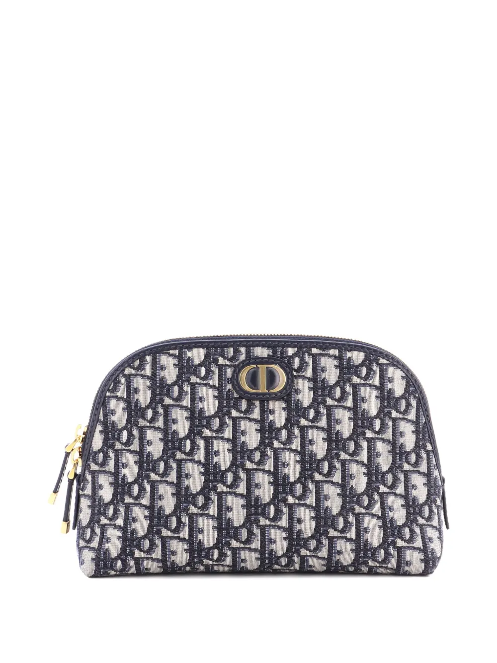 Pre-owned Dior 30 Montaigne Cosmetic Oblique Canvas Medium Pouch In Blue