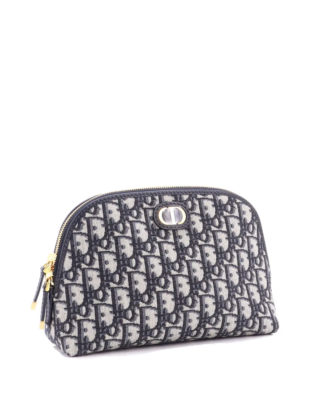 Pre-owned Dior 30 Montaigne Cosmetic Oblique Canvas Medium Pouch In Blue