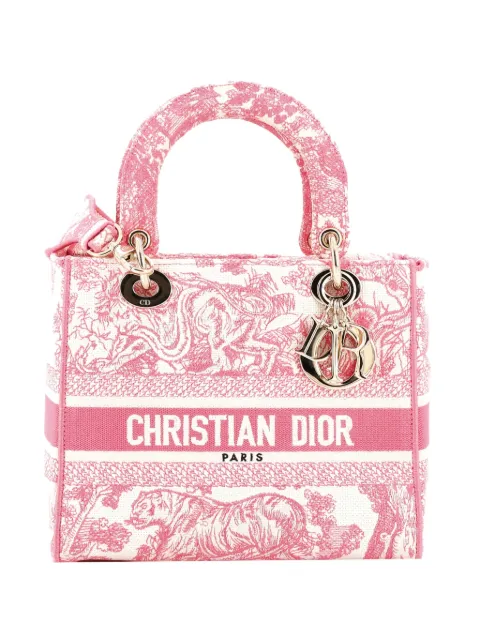 Christian Dior Pre-Owned Toile de Jouy Lady D-Lite Bag Embroidered Canvas tote bag