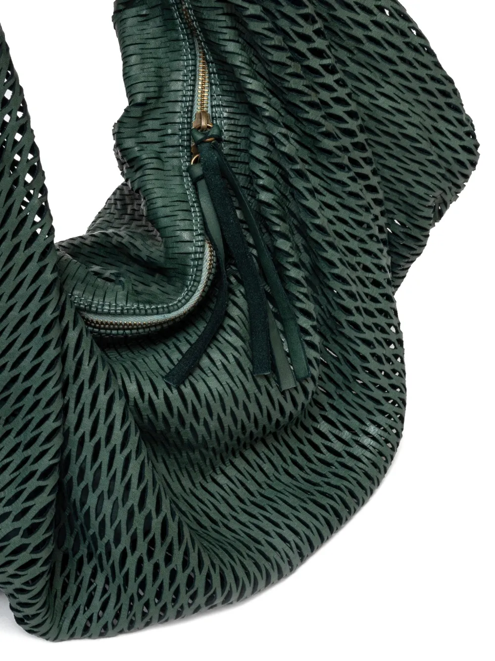 Sommet Laser-cut Zip Shoulder Bag In Green