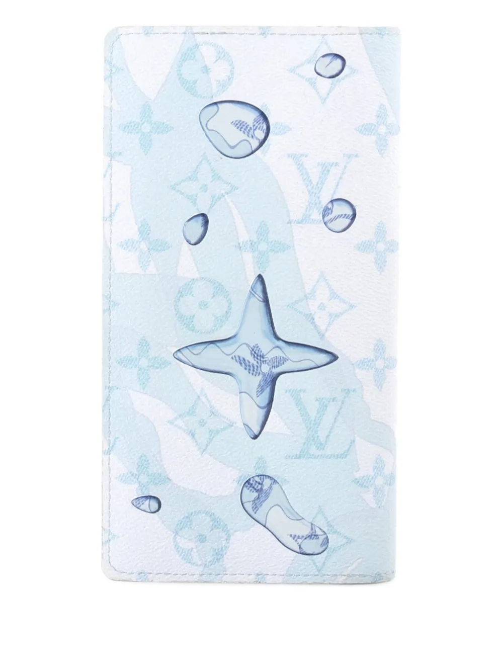 LOUIS VUITTON Pre-owned Brazza Wallet Limited Edition Aquagarden Monogram Canvas Small Wallets In Blue