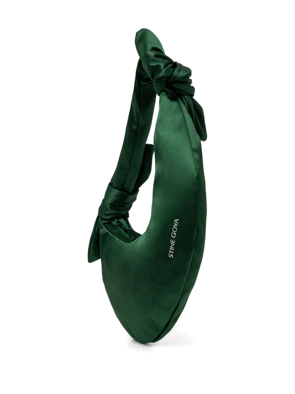 Stine Goya Satijnen shopper met logoprint Groen