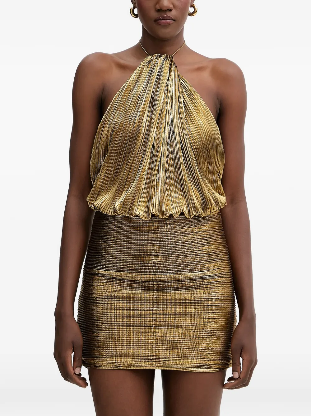 Retrofete Lavinia halterneck mini dress - Gold