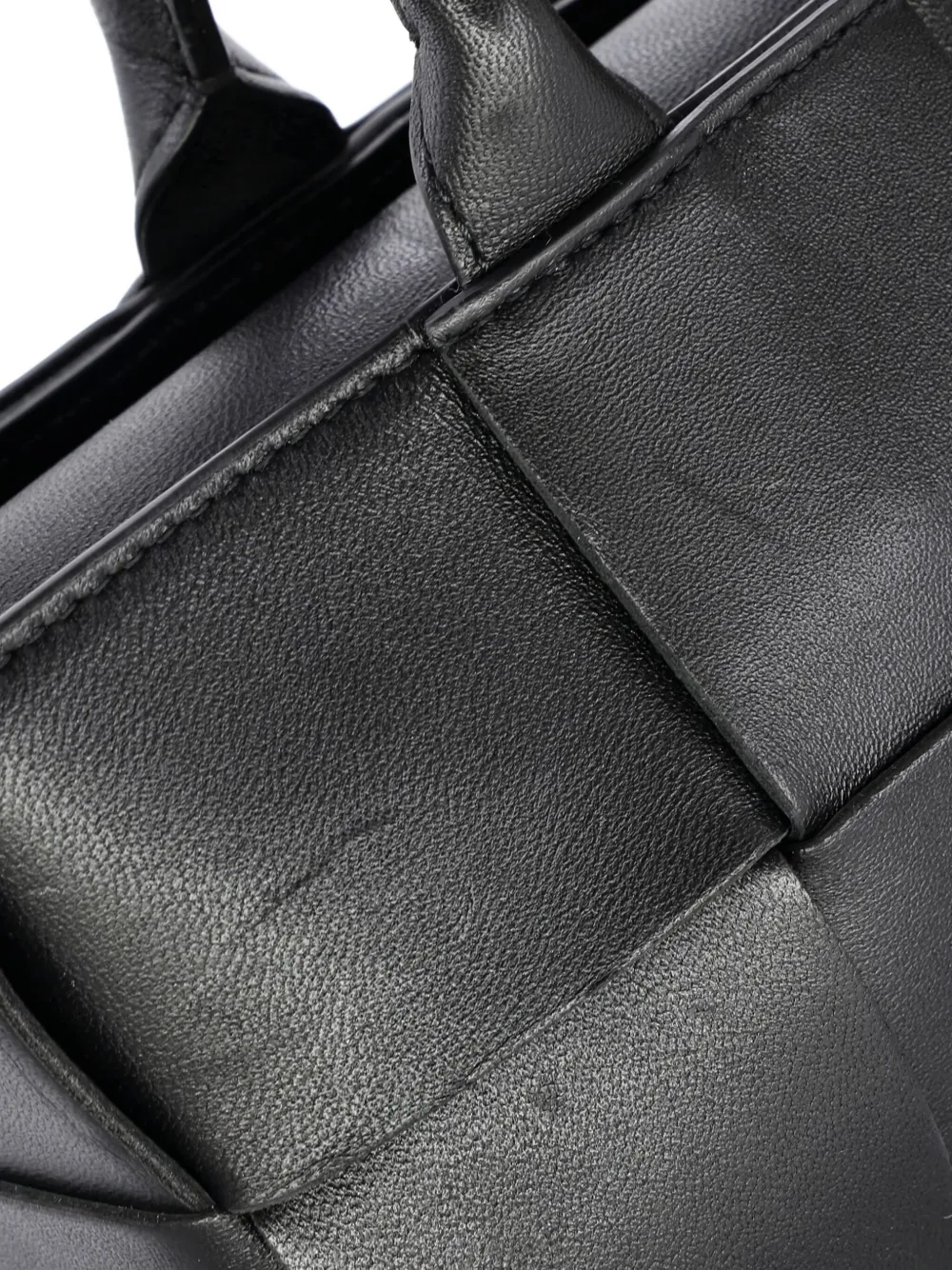 Pre-owned Bottega Veneta Arco Top Handle Shoulder Bag Maxi Intrecciato Leather East West Tote Bag In Black