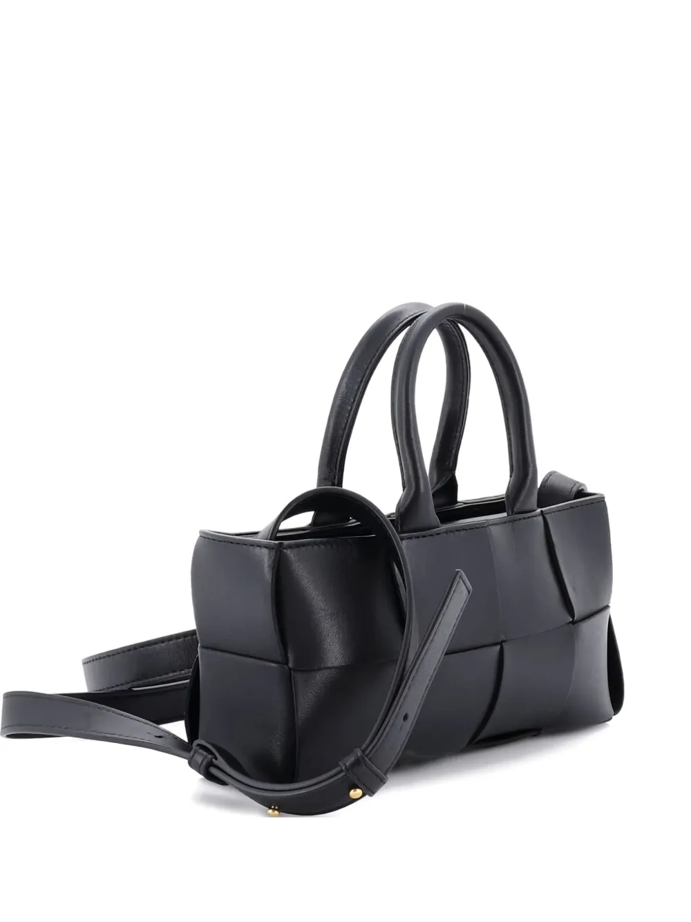 Pre-owned Bottega Veneta Arco Top Handle Shoulder Bag Maxi Intrecciato Leather East West Tote Bag In Black