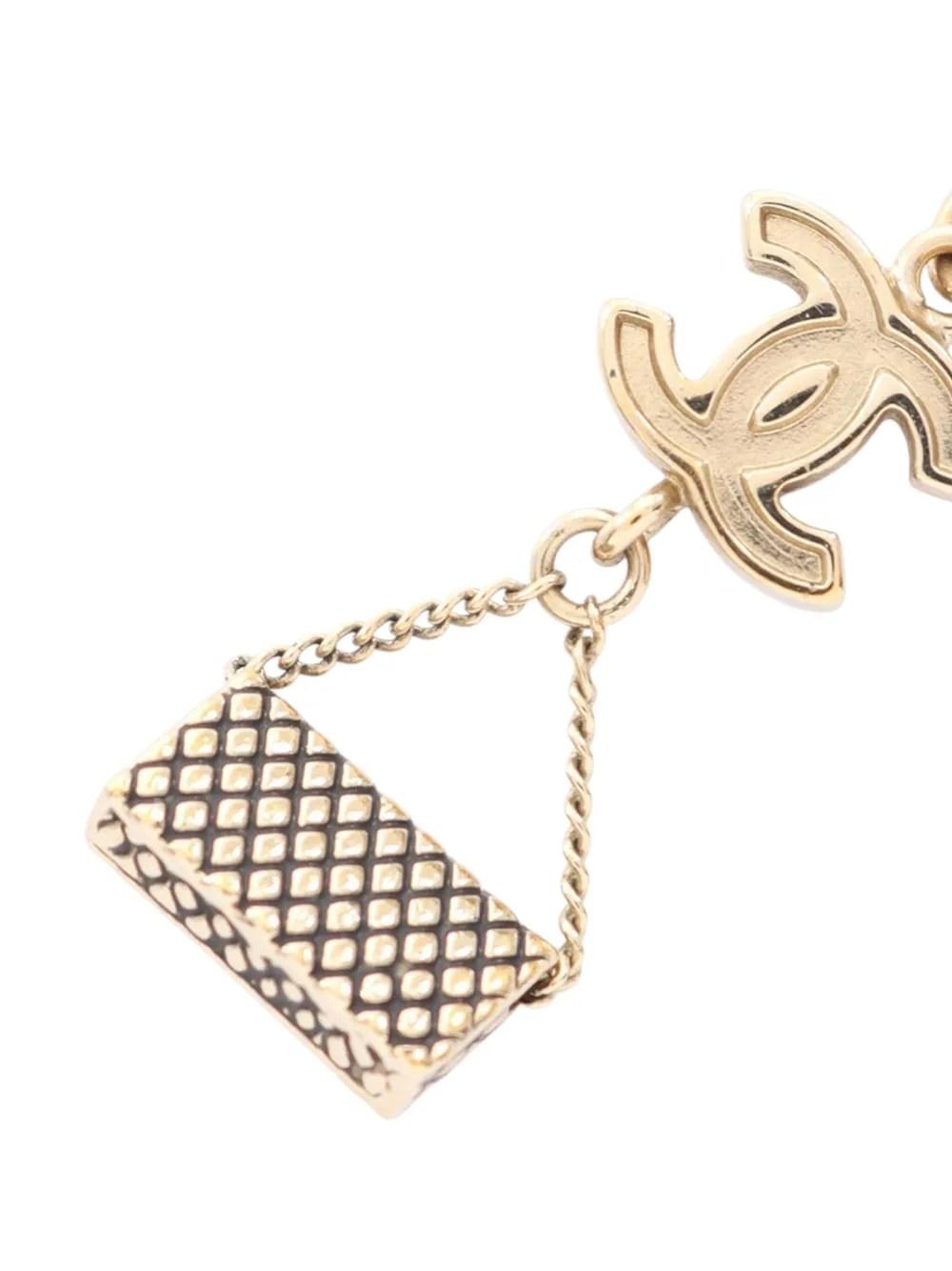 2003 Cc Gold Plated Enamel Flap Bag Pendant Necklace Costume Necklace