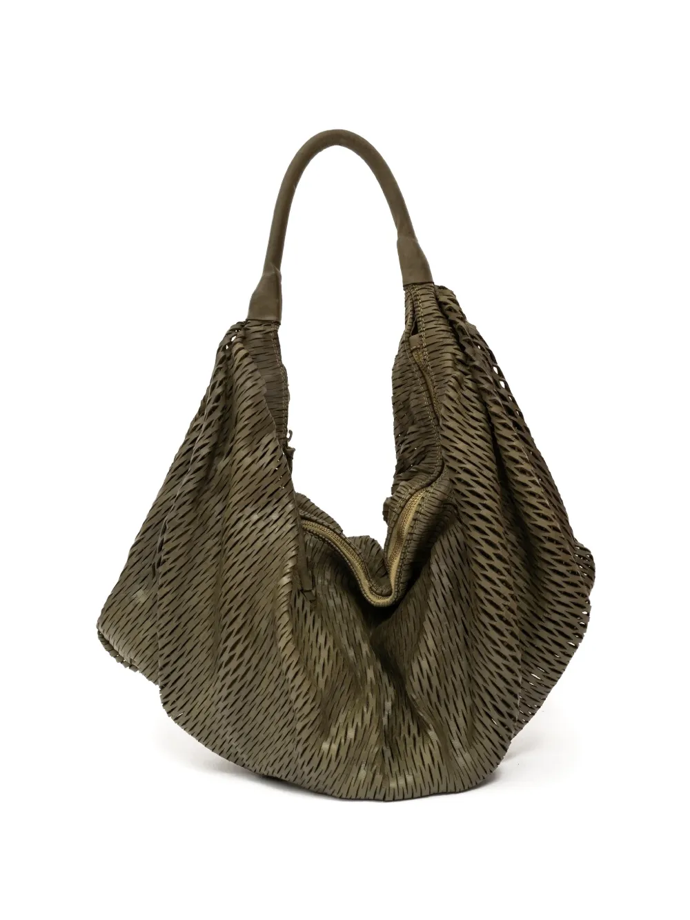Sommet Woven Zip Shoulder Bag In Green