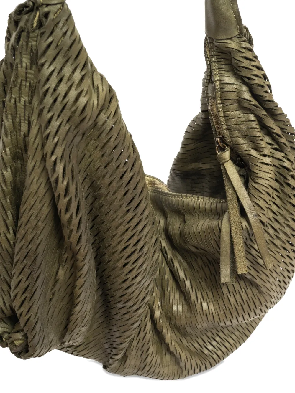 Sommet Woven Zip Shoulder Bag In Green