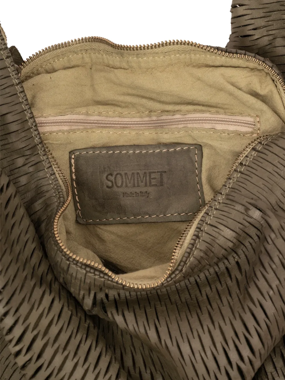 Sommet Woven Zip Shoulder Bag In Green