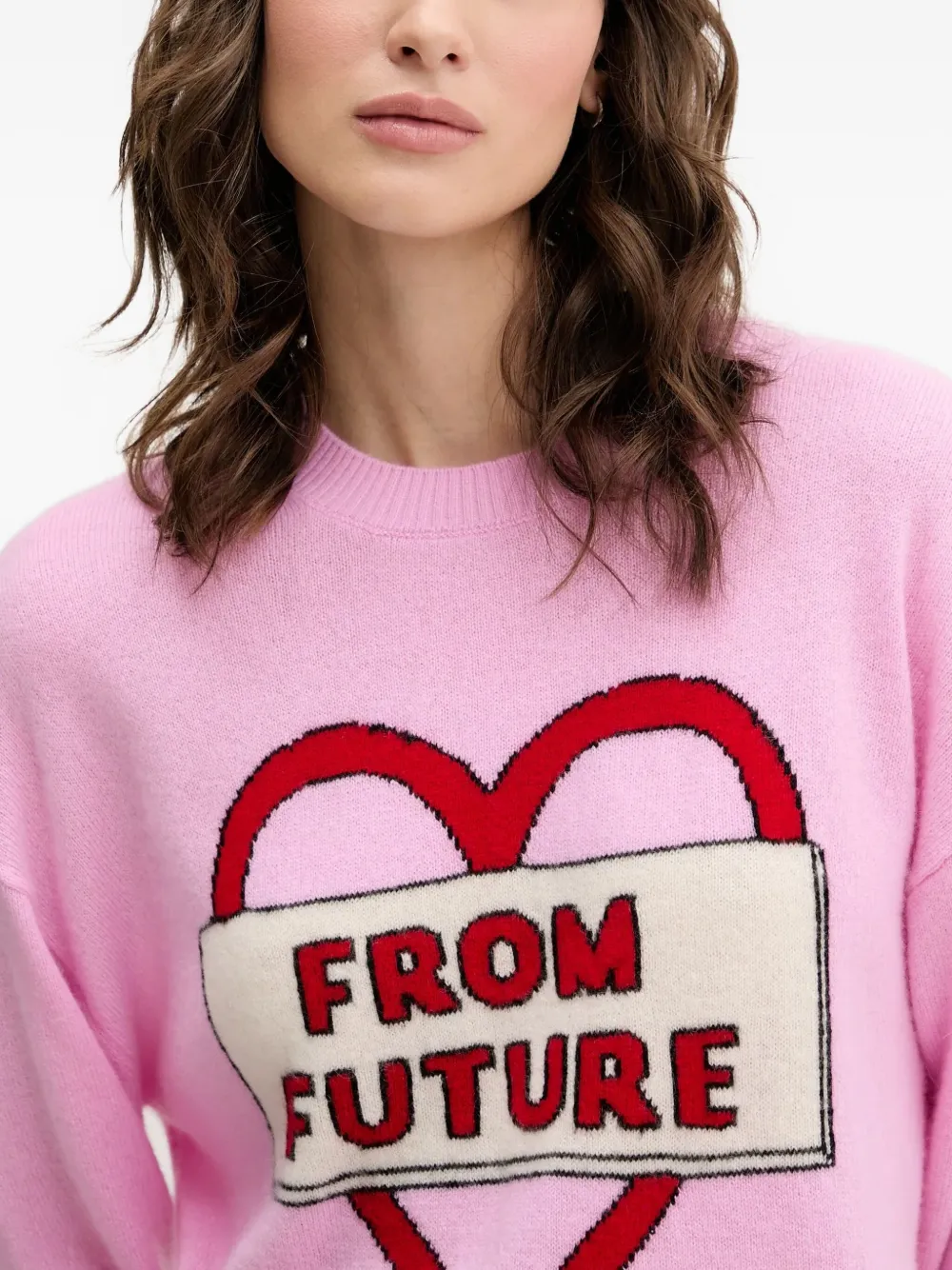 From Future Heart-graphic Sweater In Pink