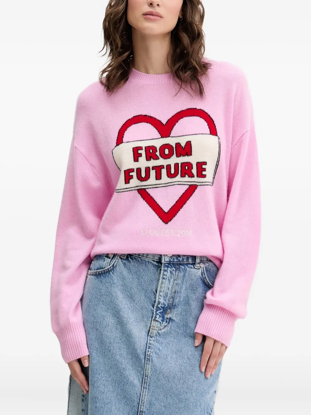FROM FUTURE heart-graphic sweater | Pink | Image 1