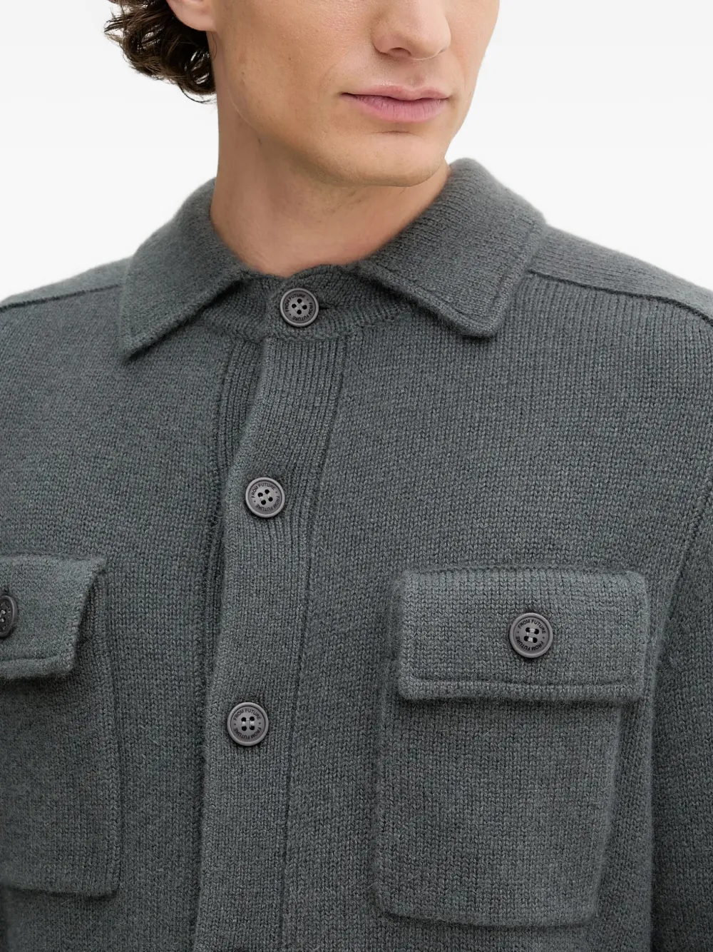 From Future Buttoned Pocket Cardigan In Gray