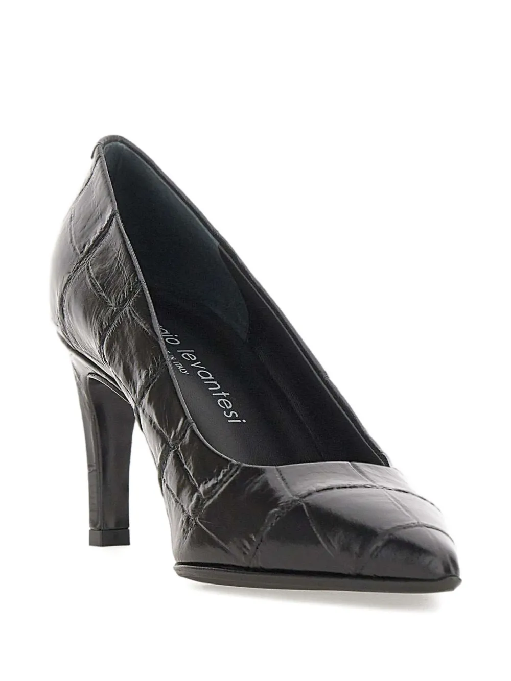 Sergio Levantesi 80mm Grace Crocodile-effect Pumps In Black