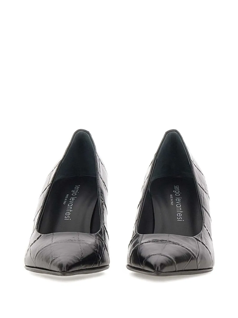 Sergio Levantesi 80mm Grace Crocodile-effect Pumps In Black