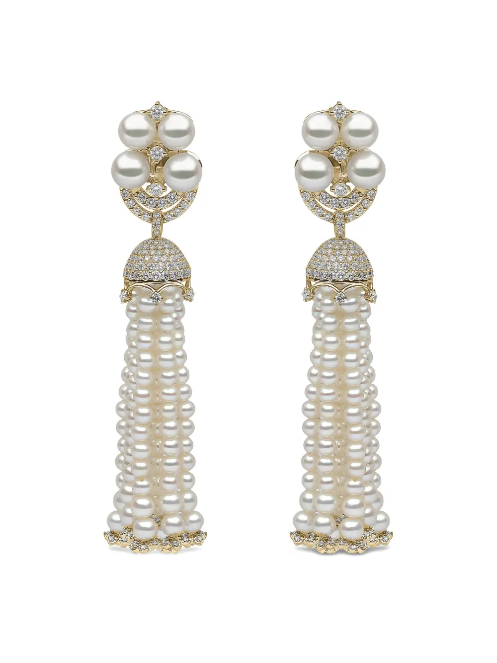 Yoko London 18k Yellow Gold Freshwater-pearl Diamond Earrings In Silver