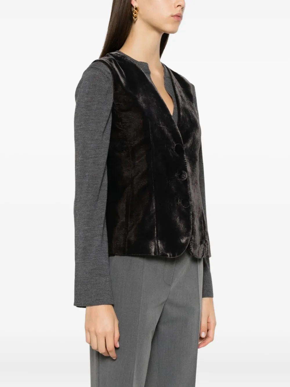 Blanca Vita Fluwelen jack met knoop Grijs