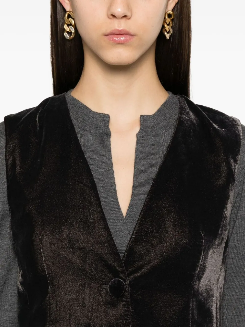 Blanca Vita Fluwelen jack met knoop Grijs