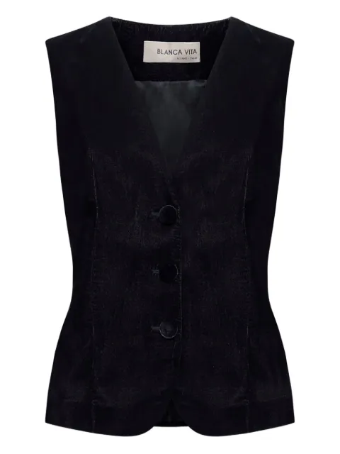 Blanca Vita chamarra de terciopelo con botones